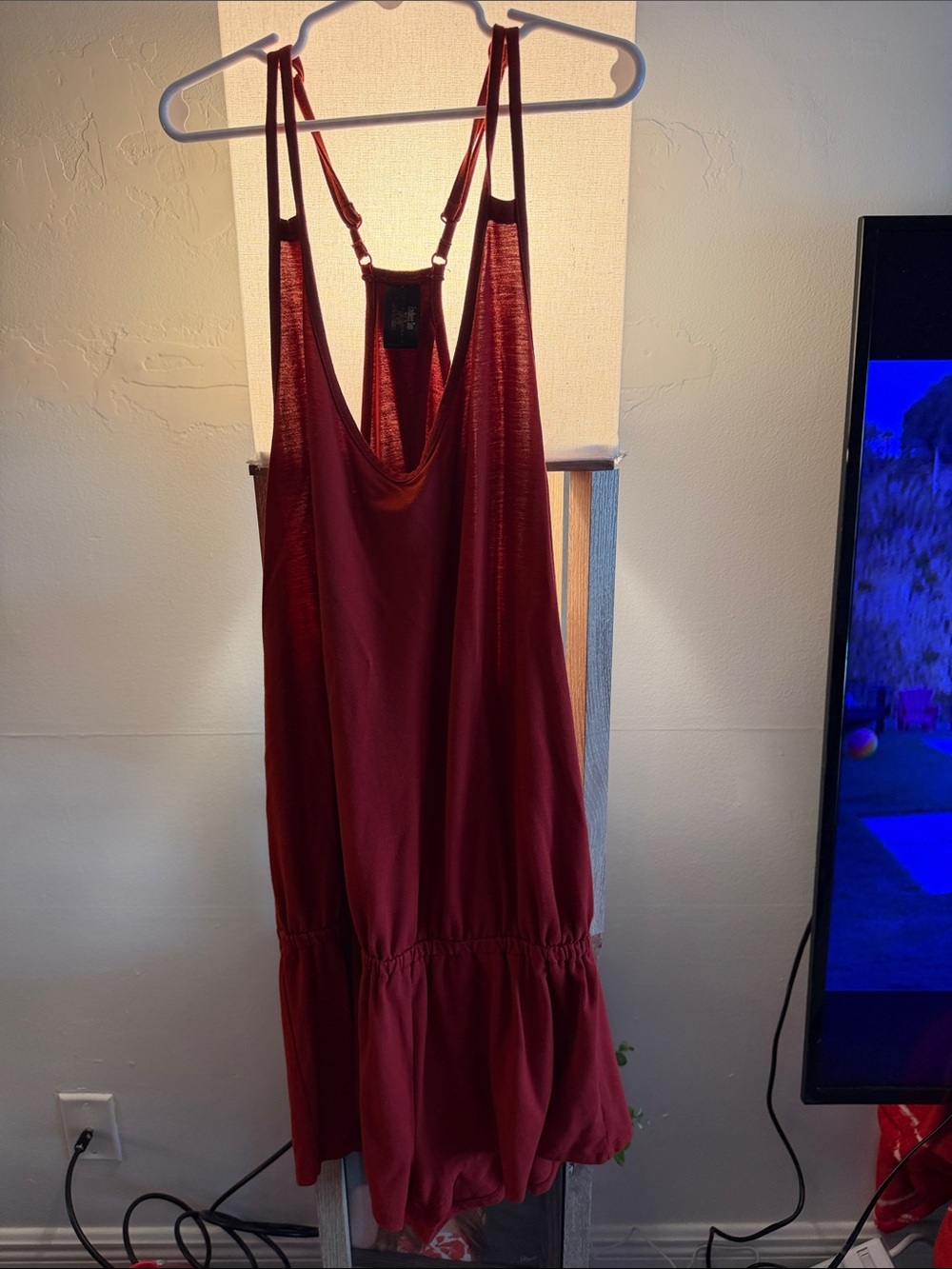Deep Wine Spaghetti Strap Tank Romper
